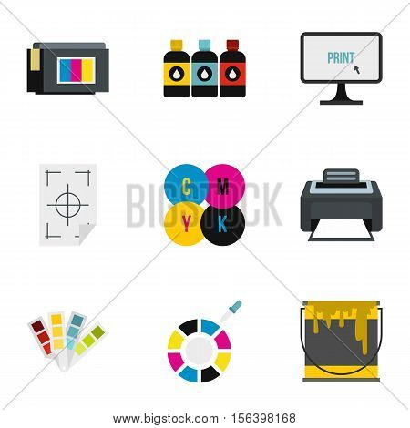 Printing icons set. Flat illustration of 9 printing vector icons for web