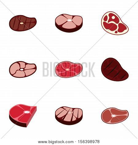 Veal icons set. Flat illustration of 9 veal vector icons for web