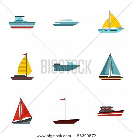 Boat icons set. Flat illustration of 9 boat vector icons for web