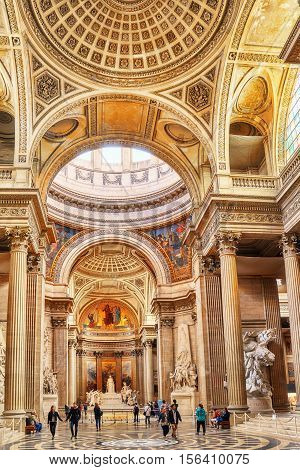 Paris, France - July 05, 2016 : Inside, Interior Of French Mausoleum For Great People Of France - Th