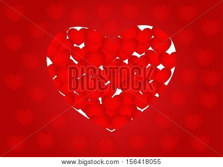 mini red heart background vector illustration copy space for text valentine day cover paper landscape paper cut and origami style