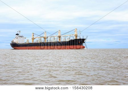 Large Container Ship In The Sea