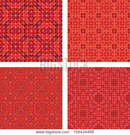Red seamless triangle mosaic pattern design background set