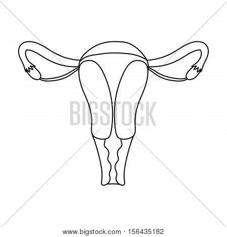 Uterus icon in outline style isolated on white background. Pregnancy symbol vector illustration.