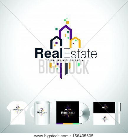 Real Estate Building Logo. Real Estate Icon. Vector Skyscraper Estate Logo