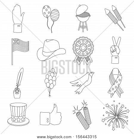 Patriot Day set icons in outline style. Big collection of Patriot Day vector symbol stock