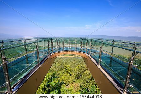 Transparent sky walk at Wat Pha Tak Suea in Sangkhom District Nong Khai province