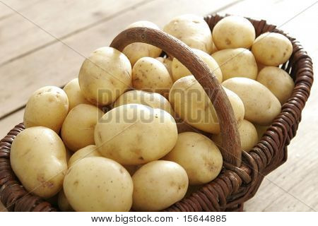 A lot potatoes in the basket