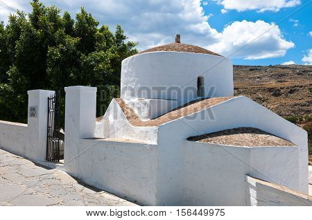 Greece Dodecanese Rhodes a church in the Akra Lindos village