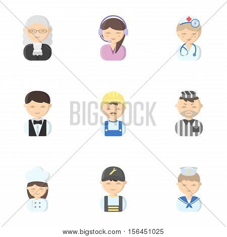 Profession set icons in cartoon style. Big collection of profession vector symbol stock
