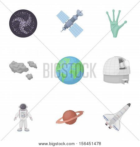 Space set icons in cartoon style. Big collection of space vector symbol stock