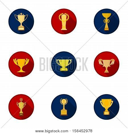 Winner cup set icons in cartoon style. Big collection of winner cup vector symbol stock