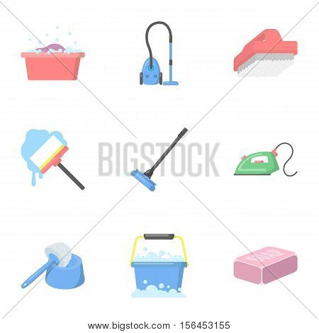 Cleaning set icons in cartoon style. Big collection of cleaning vector symbol stock