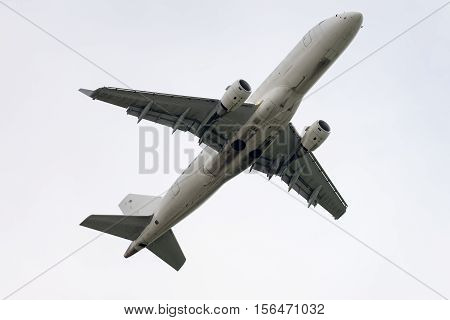 Airplane taking off from the airport in Japan.