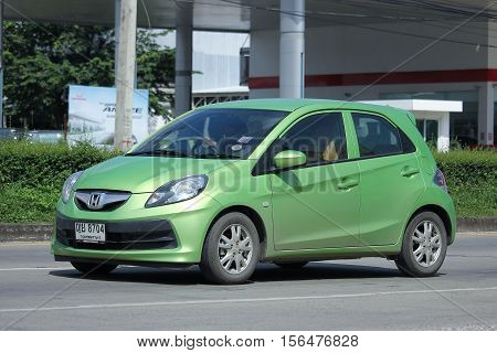 CHIANG MAI THAILAND - OCTOBER 9 2016: Private Eco car Honda Brio. On road no.1001 8 km from Chiangmai city.