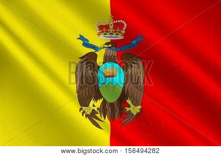 Flag of Catanzaro also known as the city of the two seas in Italia. 3d illustration