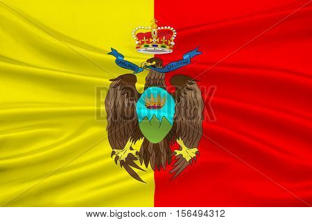 Flag of Catanzaro also known as the city of the two seas in Italia. 3d illustration