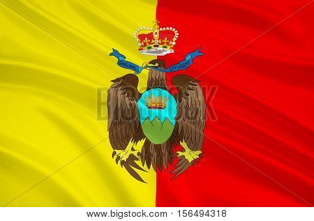 Flag of Catanzaro also known as the city of the two seas in Italia. 3d illustration