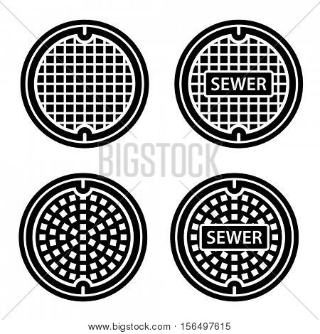 manhole sewer cover black symbol vector