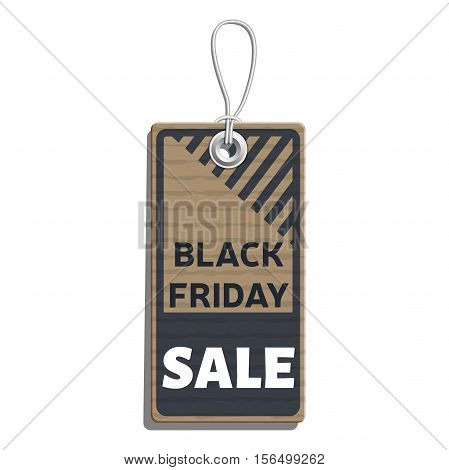sale tag design on the theme of black friday sale, discount with cardboard texture. black friday tag template made in material design style with text, isolated on white background. vector illustration