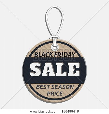 sale tag design on the theme of black friday sale, discount with cardboard texture. black friday tag template made in material design style with text, isolated on white background. vector illustration