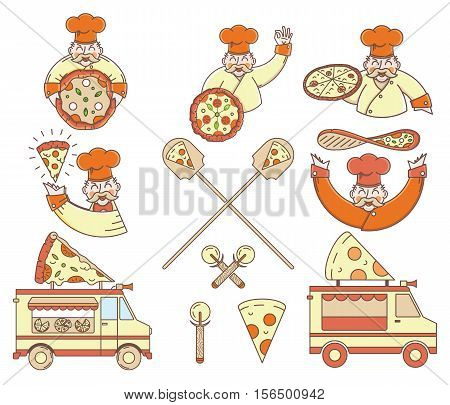 Vector colored pizza bundle for any use