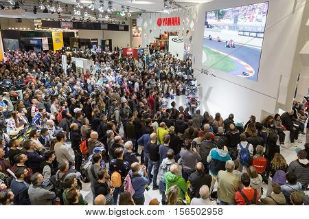 People Visiting Eicma 2016 In Milan, Italy