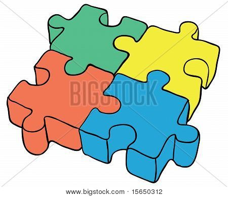 Puzzle na bílém pozadí - vektorové ilustrace Eps8