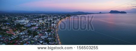 aerial view of prachaupkirikhan province southern of thailand