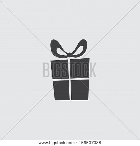 Gift icon in a flat design in black color. Vector illustration eps10