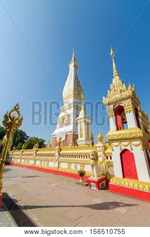 Phra That Phanom pagoda The landmark of Nakhon Phanom Province Thailand.