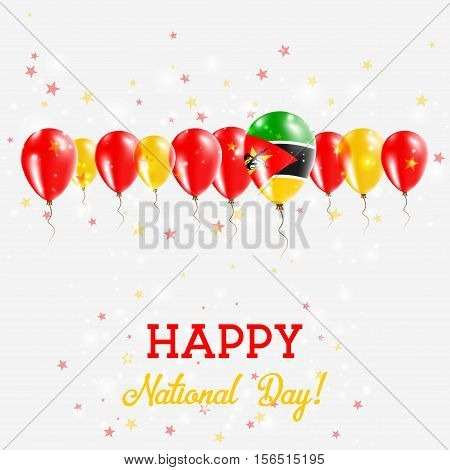 Mozambique Independence Day Sparkling Patriotic Poster. Happy Independence Day Card With Mozambique