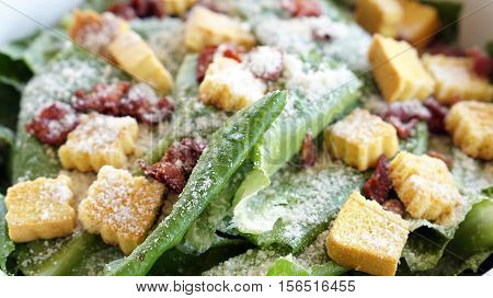 Caesar Salad, Organic Green Vegetable With Parmesan Cheese And Crutons