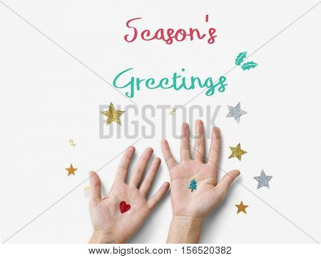 Merry Christmas and Happy New Year Family Holiday Festival Concept