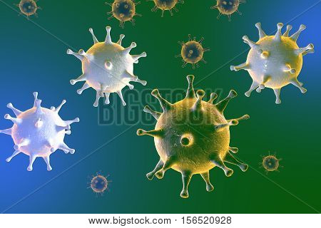 Human Herpes simplex virus on colorful background. 3D illustration