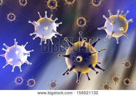 Human Herpes simplex virus on colorful background. 3D illustration