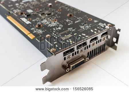 Modern Computer Pci Videocard On White Background.