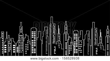 Urban Cityscape Black And White Background - Cityscape Design Modern Style - Vector Illustration Stock