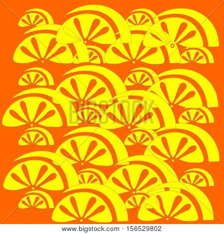 Yellow fruit pattern on an orange background