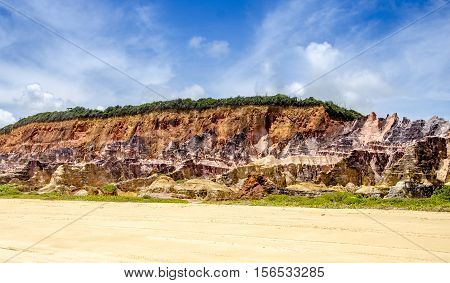 Northeast Brazil . Spectacular Cliffs Near Gunga Beach In Alagoas State .