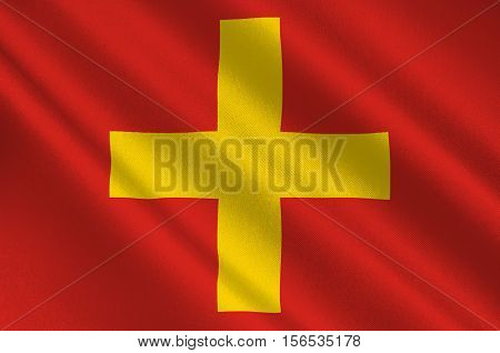 Flag of Ancona is a city and a seaport in the Marche region in central Italy. 3d illustration