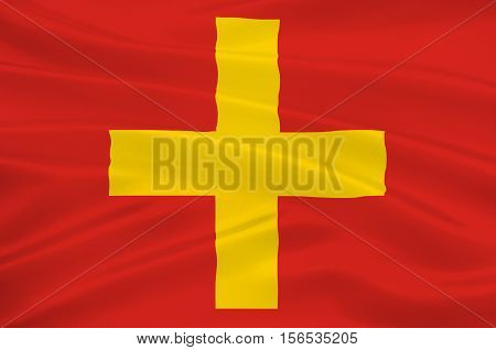 Flag of Ancona is a city and a seaport in the Marche region in central Italy. 3d illustration