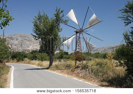 Windmill in Lasithi Plateau on Crete