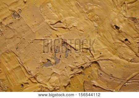 Oil Painting close up texture pallete knife storkes of warm  brown yellow   color