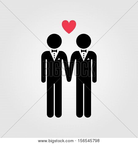 Gay couple with LGBT rainbow flag vector icon gay marriage