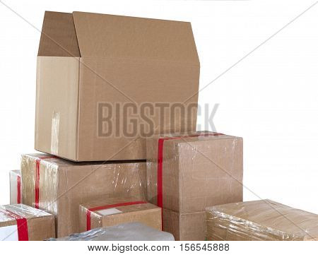Stack of cardboard boxes. Moving Boxes. Set of package