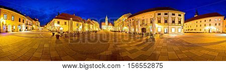 Town of Varazdin central square panorama baroque town in northern Croatia