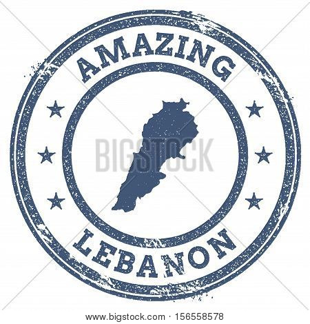Vintage Amazing Lebanon Travel Stamp With Map Outline. Lebanon Travel Grunge Round Sticker.