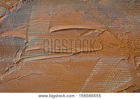 Oil Painting close up texture pallete knife storkes of brown yellow  gray and white color