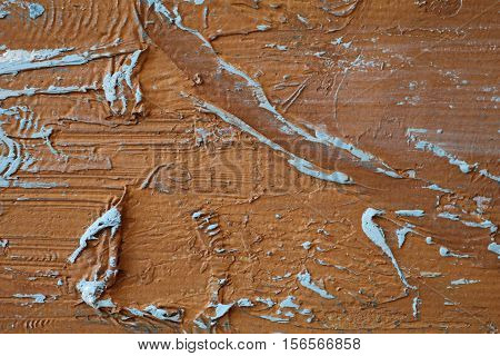 Oil Painting close up texture pallete knife storkes of brown yellow  gray and white color